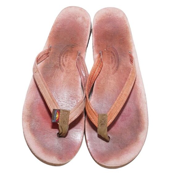 Rainbow Pink Two Layer Thin Strap Flip Flop Sandals, Large (7.5-8.5) - Picture 1 of 8